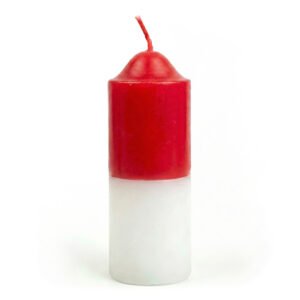 Velón pilar mediano Rojo y blanco de 4x10cm combinado