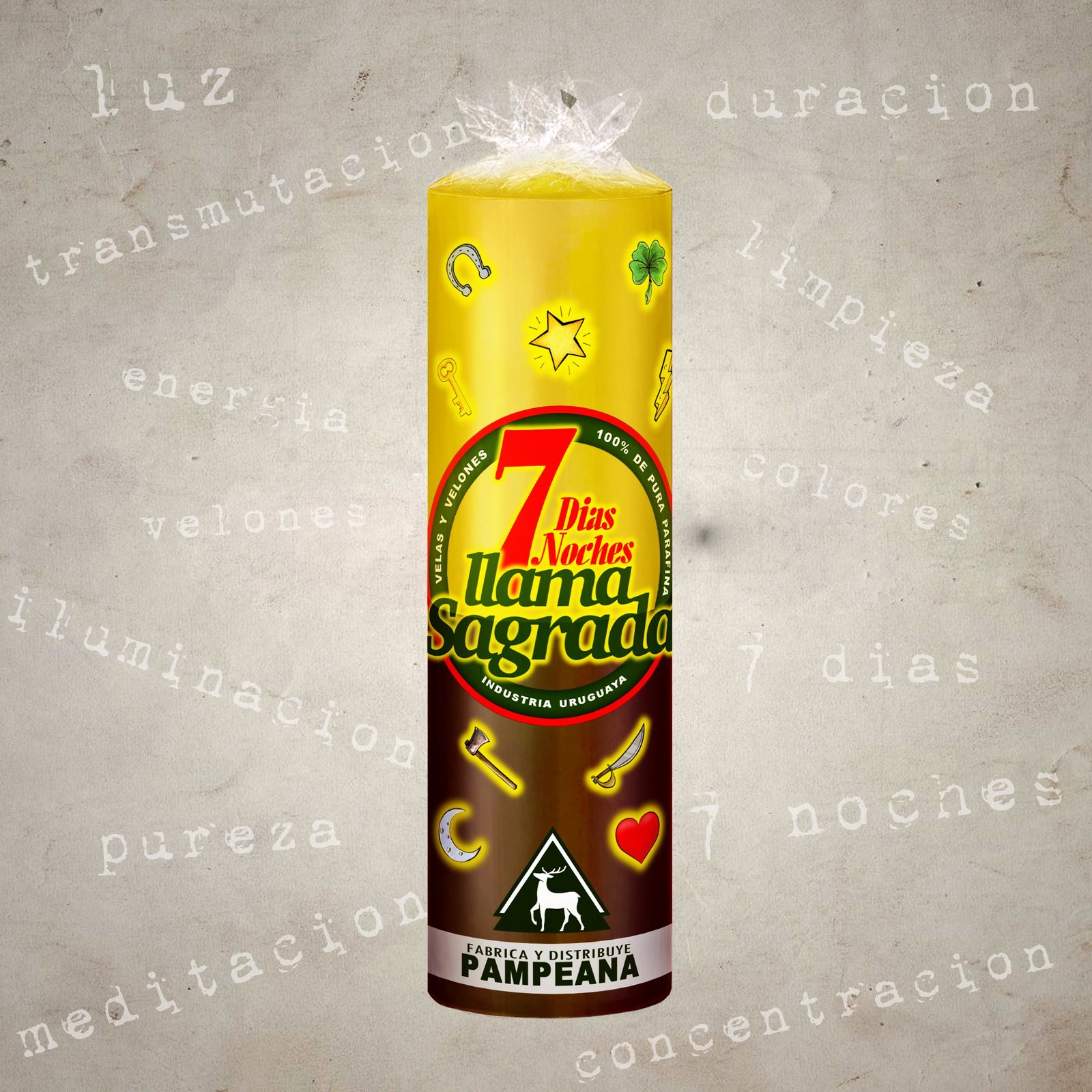 Velón 7 días amarillo y marron