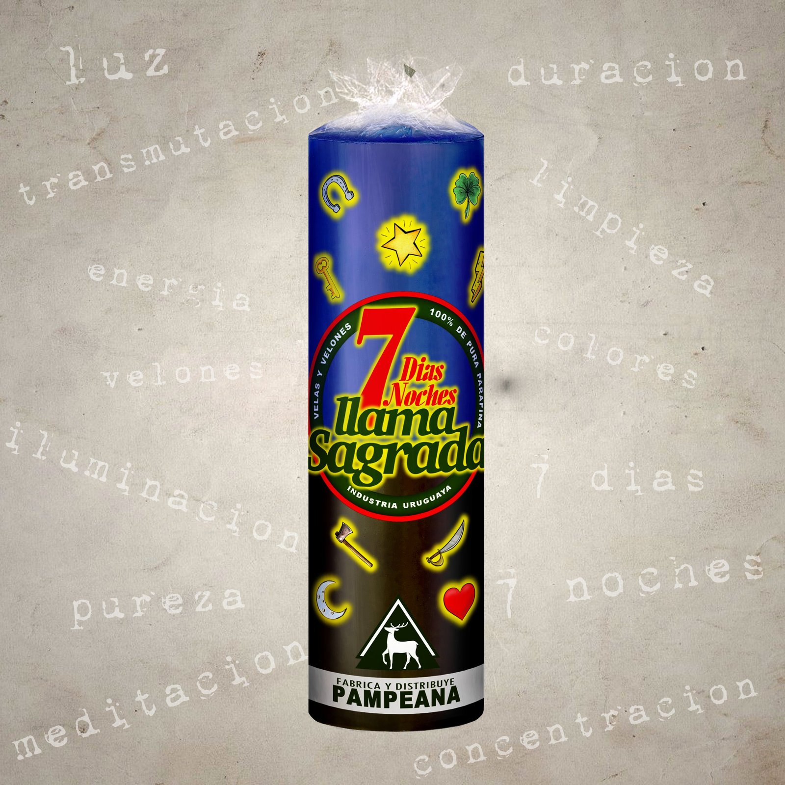 Velón 7 días azul y negro