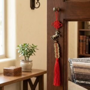 Colgante de caballo con monedas