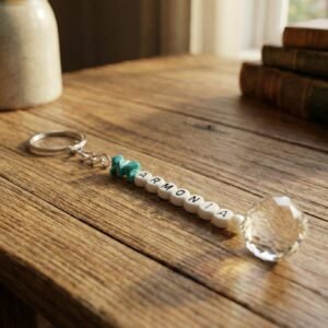 Llavero artesanal con piedra Turquesa (Armonía)