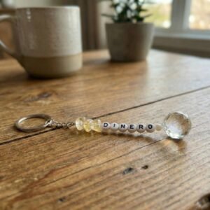 Llavero artesanal con piedra Citrino (Dinero)